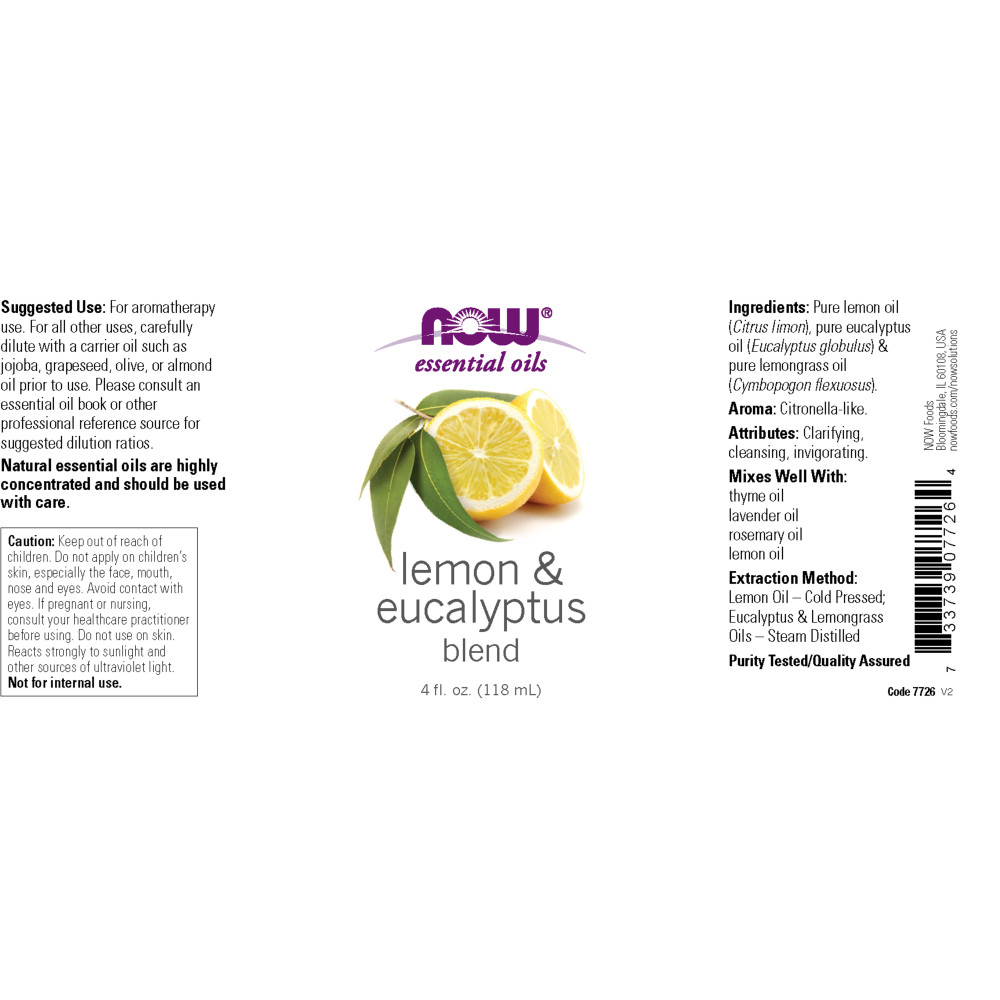 나우 Now, 레몬 & 유칼립투스 에센셜 오일 블렌드, 4 fl oz (118 ml)