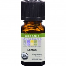 아우라카시아, 에센셜 오일 (Organic Lemon), .25 fl oz (7.4 ml)
