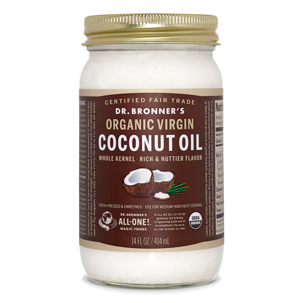 닥터브로너스, 유기농 비정제 코코넛 오일 Rich & Nuttier Flavor, 14 oz (414 ml)