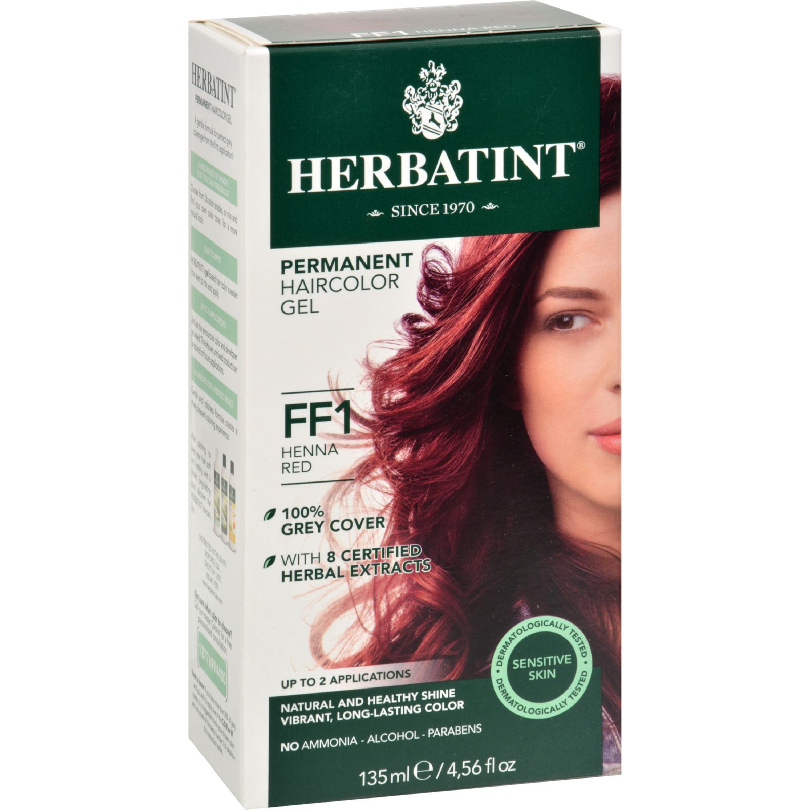허바틴트, 플래쉬 패션 퍼머넌트 허벌 헤어컬러 염색약 (FF 1 Henna Red), 135 ml (4.56 fl oz)