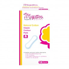 Maxim Hygiene, 100% 천연 코튼 컨투어 패드 레귤러, 16 개