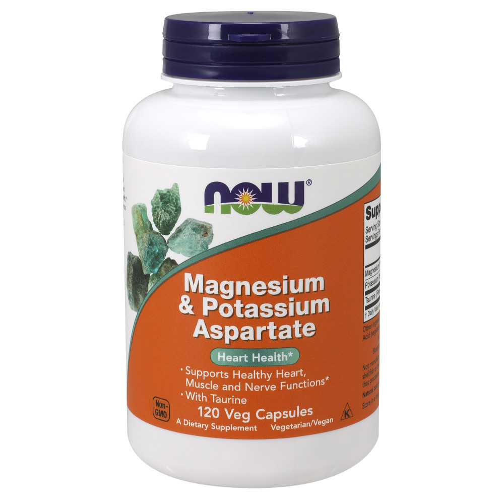  나우 Now, 마그네슘 & 칼륨 Aspartate with 타우린, 120 식물성 캡슐