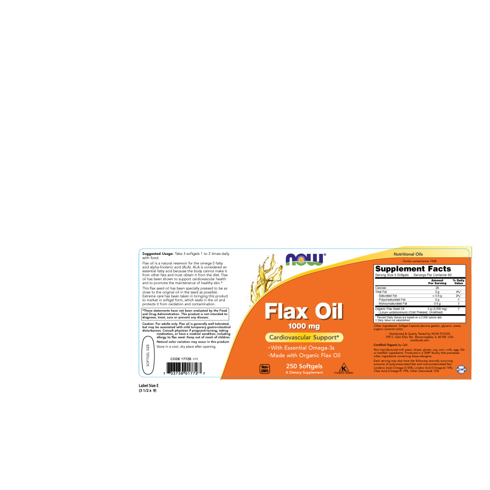  나우 Now, Flax Oil 1000 mg, 250 소프트젤