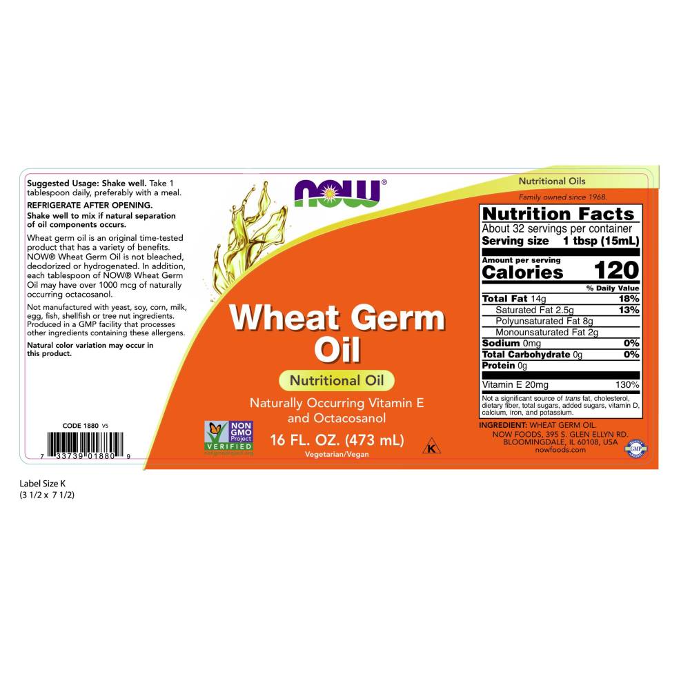  나우 Now, Wheat Germ Oil, 16 fl oz (473 ml)