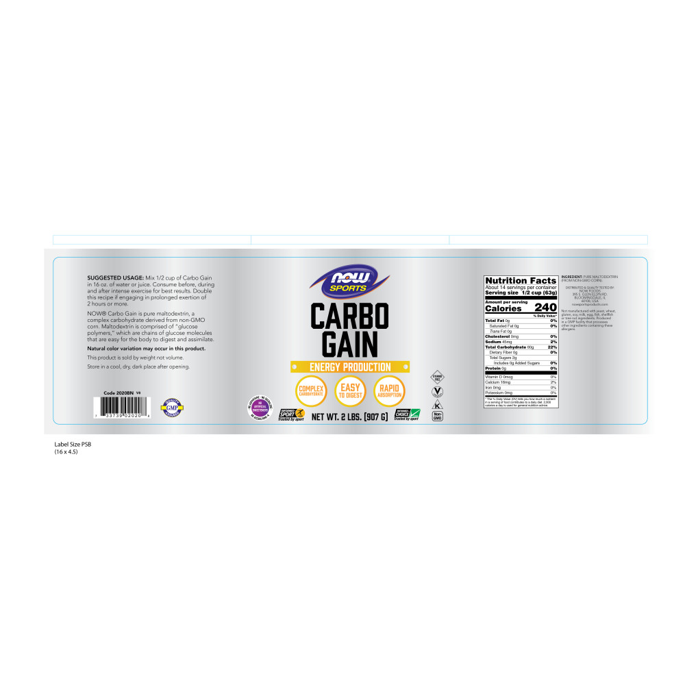  나우 Now, Carbo Gain, 2 lbs. (908 g)