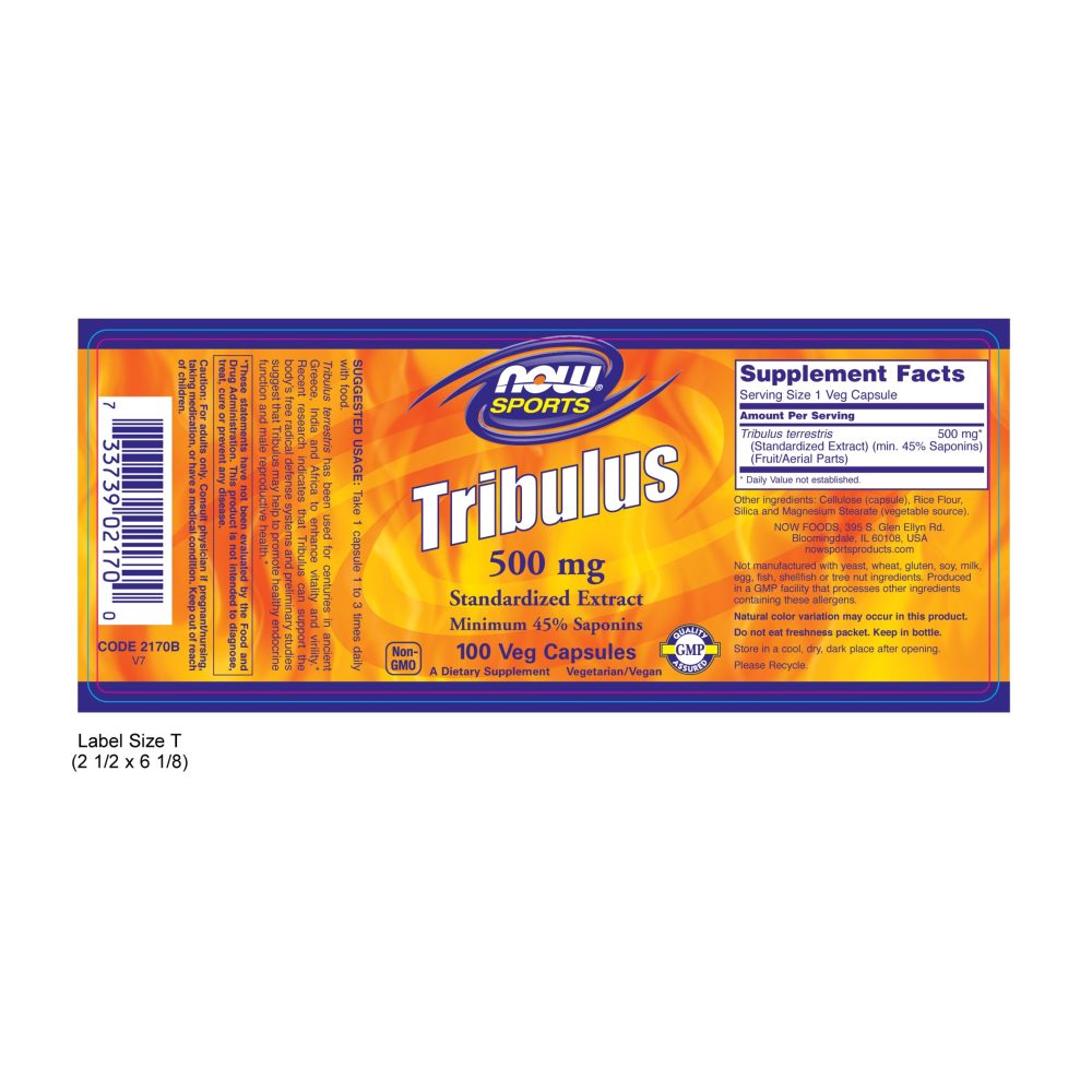  나우 Now, Tribulus 500 mg, 100 캡슐