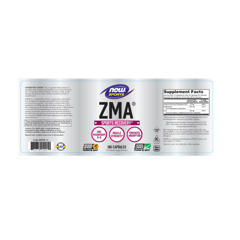  나우 Now, ZMA Anabolic Sports Recovery, 180 캡슐