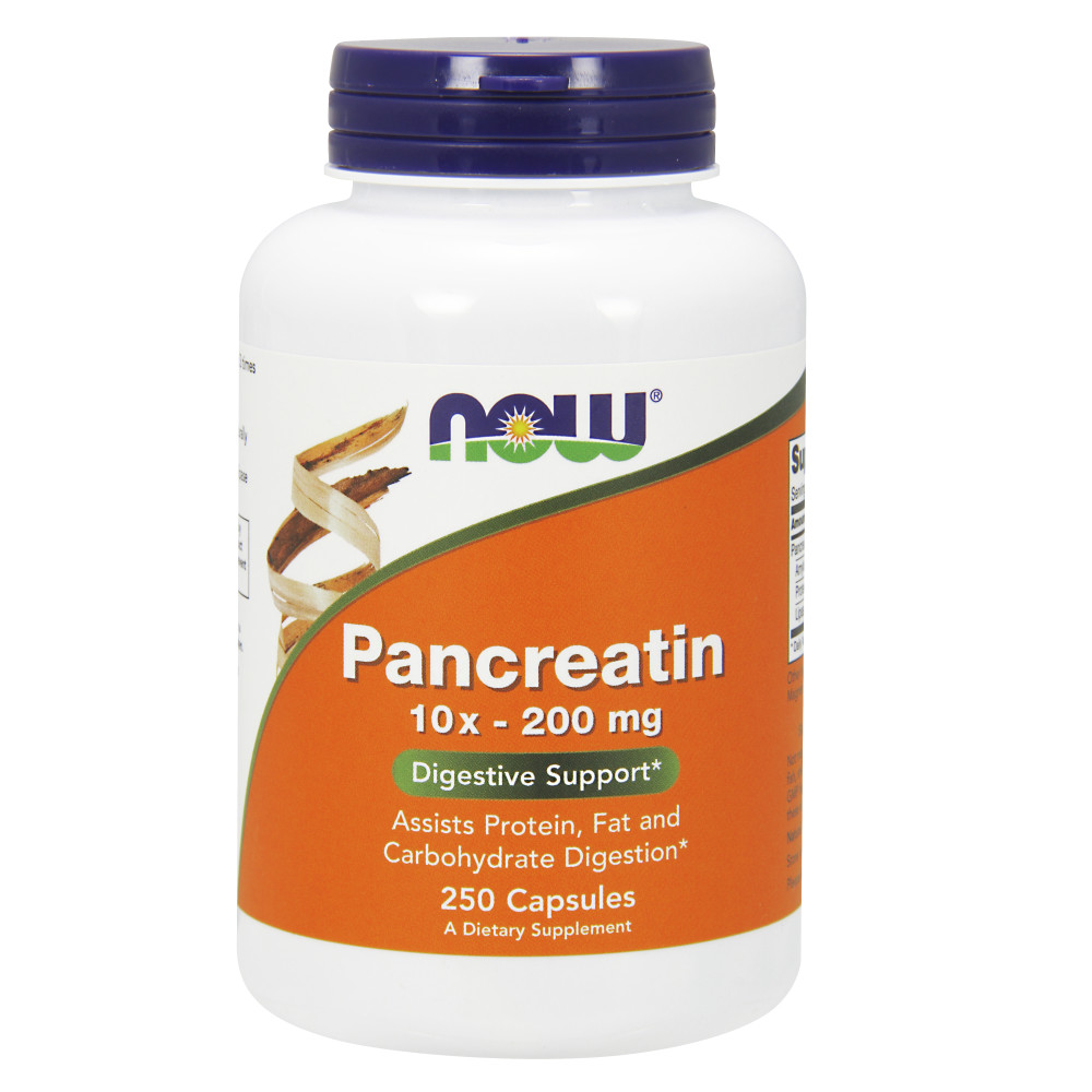  나우 Now, Pancreatin, 10X - 200 mg, 250 캡슐