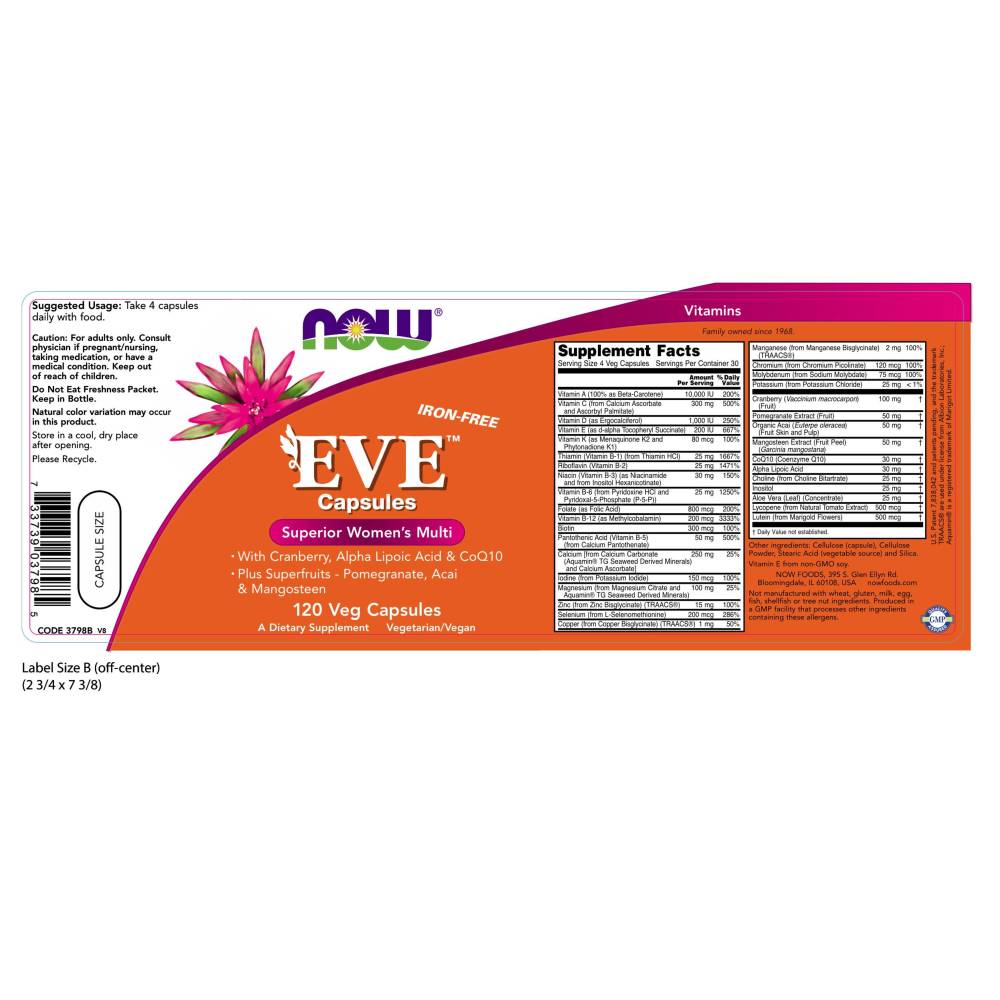 나우 Now, Eve™ Women's Multiple 비타민, 120 식물성 캡슐