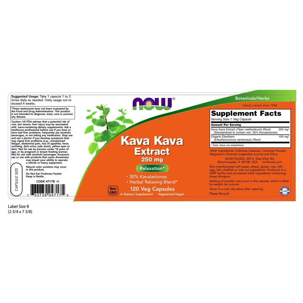  나우 Now, Kava Kava Extract 250 mg, 120 캡슐