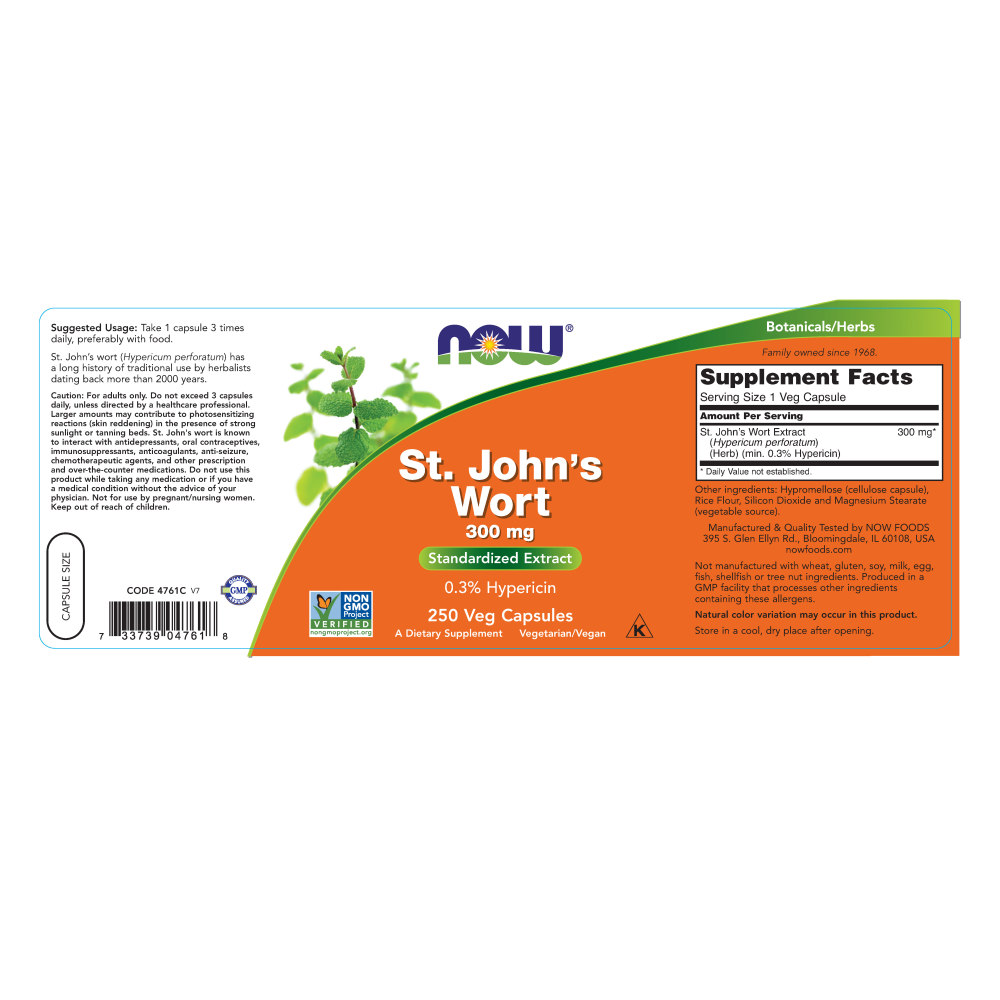  나우 Now, St. Johns Wort 300 mg, 250 캡슐