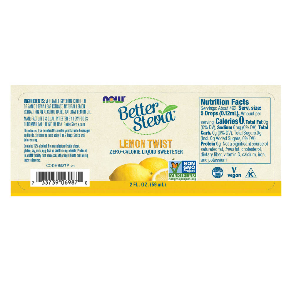  나우 Now, Stevia Extract 액상, Lemon Twist, 2 fl oz (60 ml)