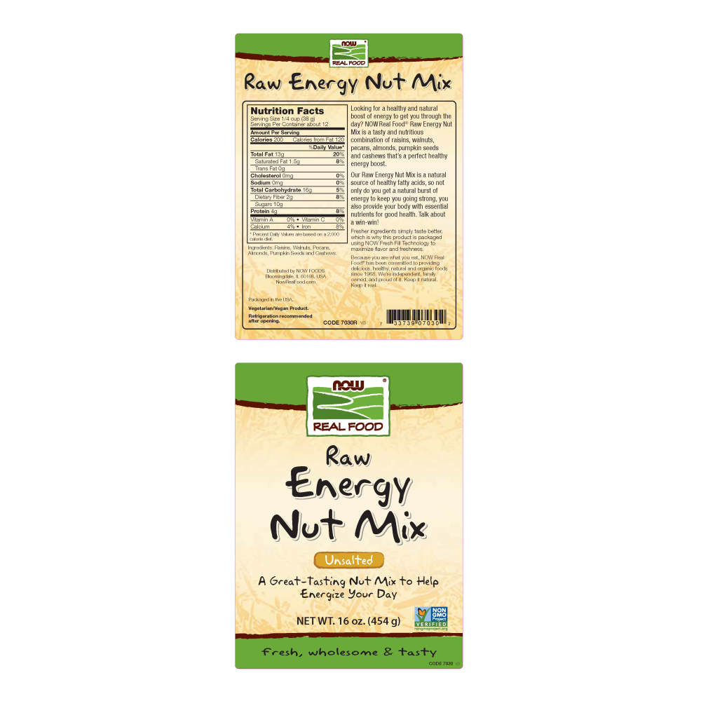  나우 Now, Raw Energy, Unsalted Nut Mix, 1 lb. (454 g)