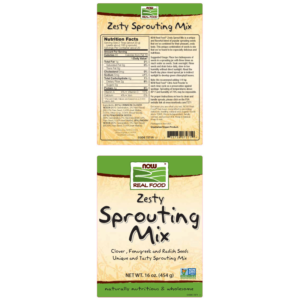  나우 Now, Zesty Sprouting Mix, 16 oz (454 g)