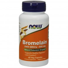  나우 Now, Bromelain 2400 GDU/g 500 mg, 60 식물성 캡슐