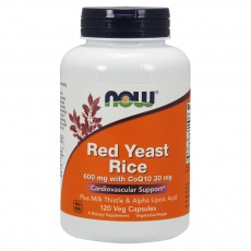  나우 Now, Red Yeast Rice 600 mg With CoQ10-30 mg, 120 식물성 캡슐