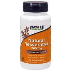  나우 Now, Natural 레스베라트롤, Mega Potency, 200 mg, 60 식물성 캡슐