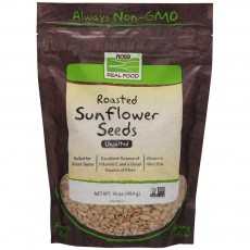  나우 Now, Sunflower Seeds, Roasted, No Salt, Hulled, 16 oz (454 g)
