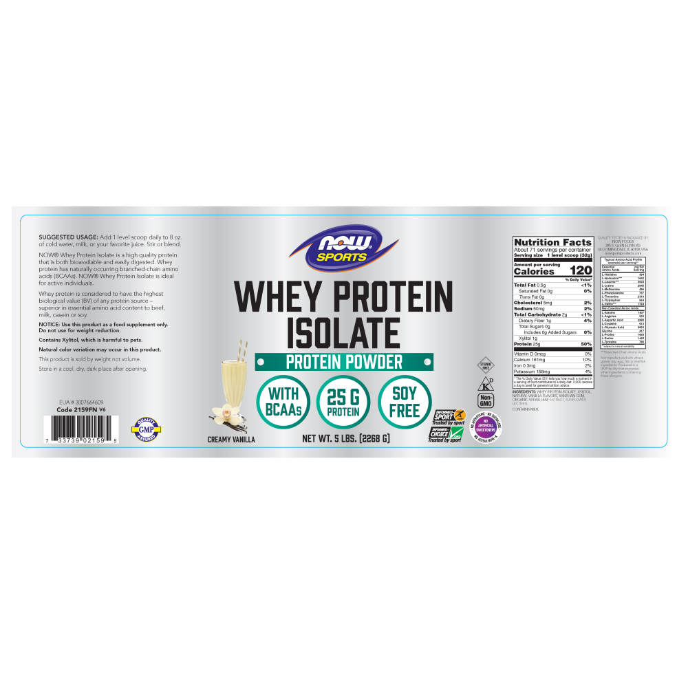나우 Now, 웨이 프로틴 Isolate, 천연 바닐라 파우더, 5 lbs (2268 g)