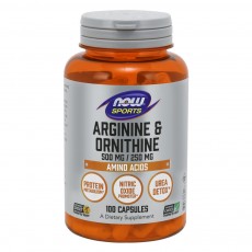 나우 Now, 아르기닌 & 오르니틴 500 mg / 250 mg, 100 캡슐