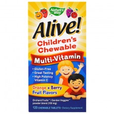네이처스 웨이, 어린이용 씹어먹는 살아있는 멀티 비타민, 네츄럴 오렌지&베리 맛, 120 Chewable Tablets