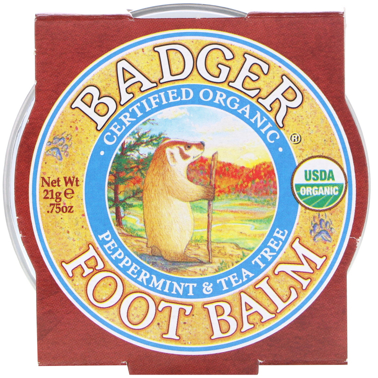 뱃져 BADGER, 풋밤 Foot Balm, 페퍼민트 & 티트리, [소용량], 0.75 oz (21 g)