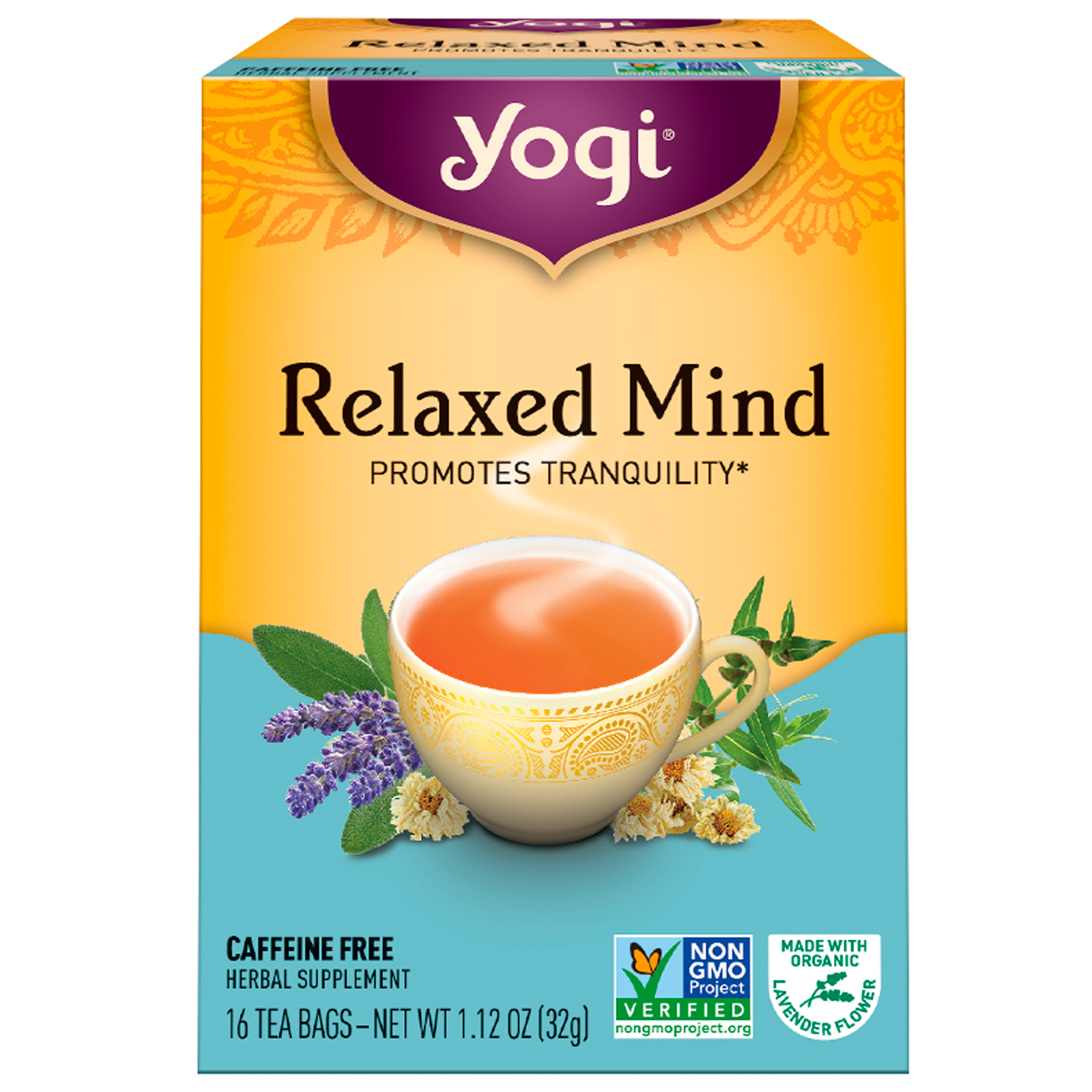 요기 티, Relaxed Mind Tea, 16 티백