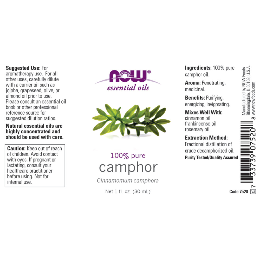 나우 Now, 100% 퓨어, 장뇌 Camphor 에센셜 오일, 1 fl oz (30 ml)