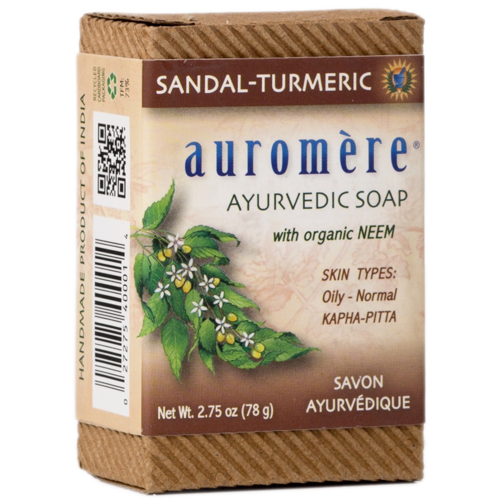 Auromere, 샌달 터메릭 아유르베딕 바 솝, 2.75 oz (78 g)