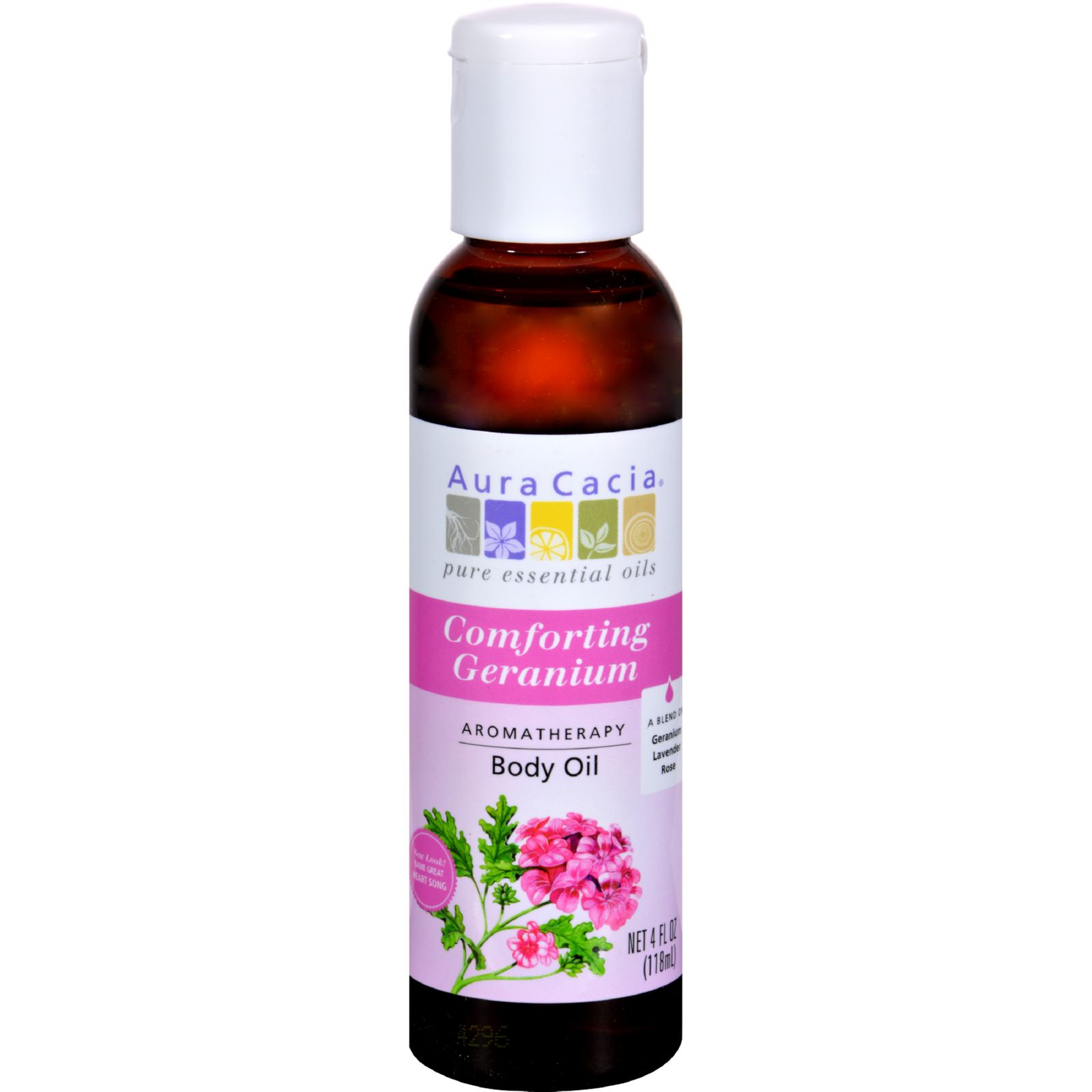 아우라카시아, 아로마테라피 바디 오일 (Comforting Geranium), 4 fl oz (118 ml)