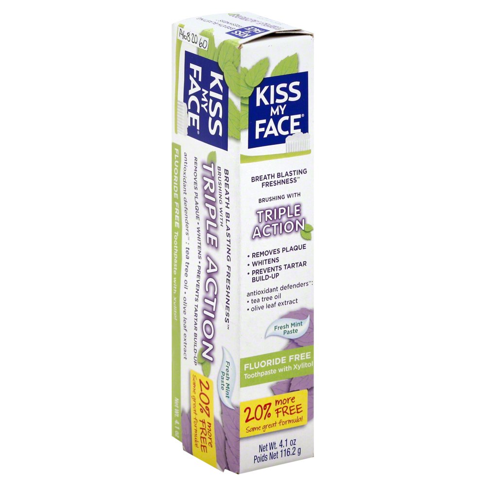 키스 마이 페이스, 트리플 액션 불소미포함 치약, 어메이징 민트, 3.4 oz (96 g)