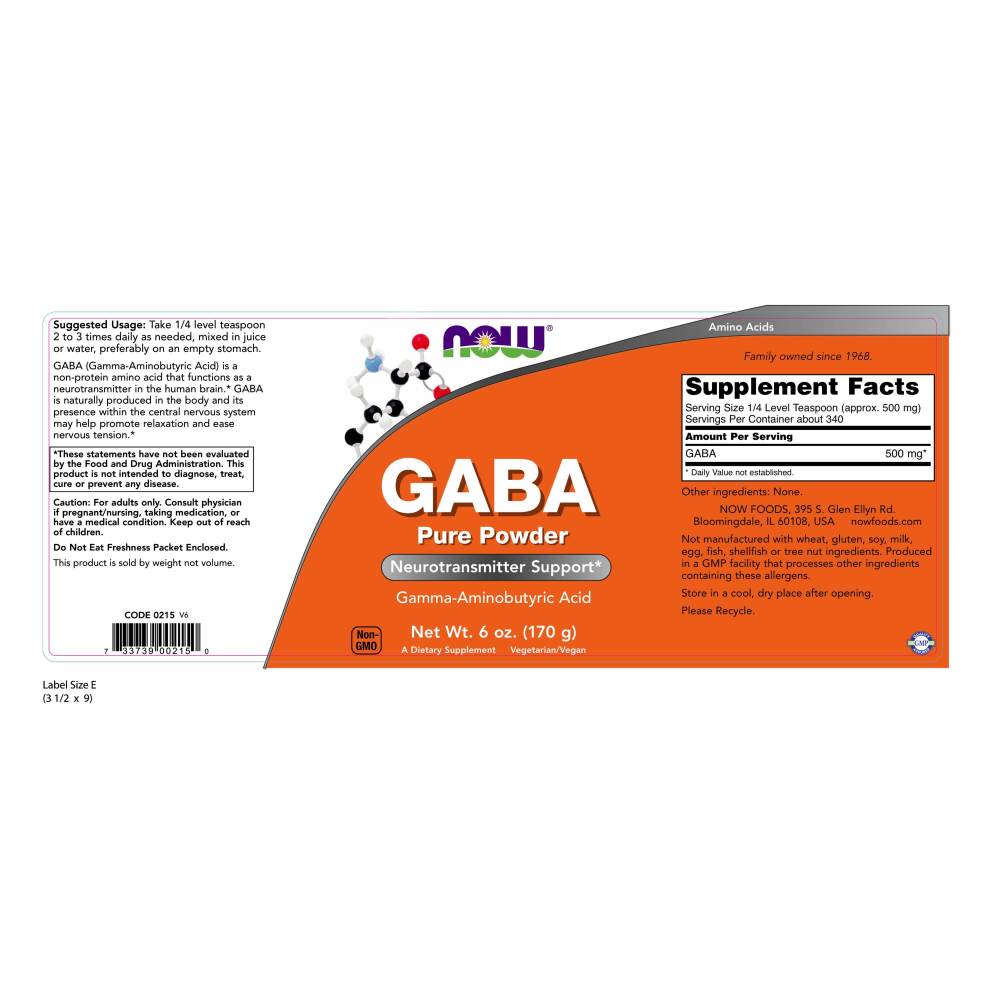  나우 Now, GABA 파우더, 6 oz (170 g)