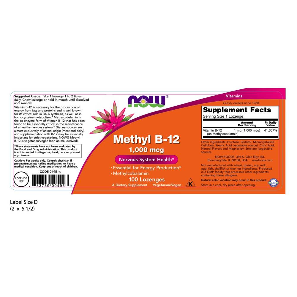  나우 Now, 메틸 B-12, 1,000 mcg, 100 정