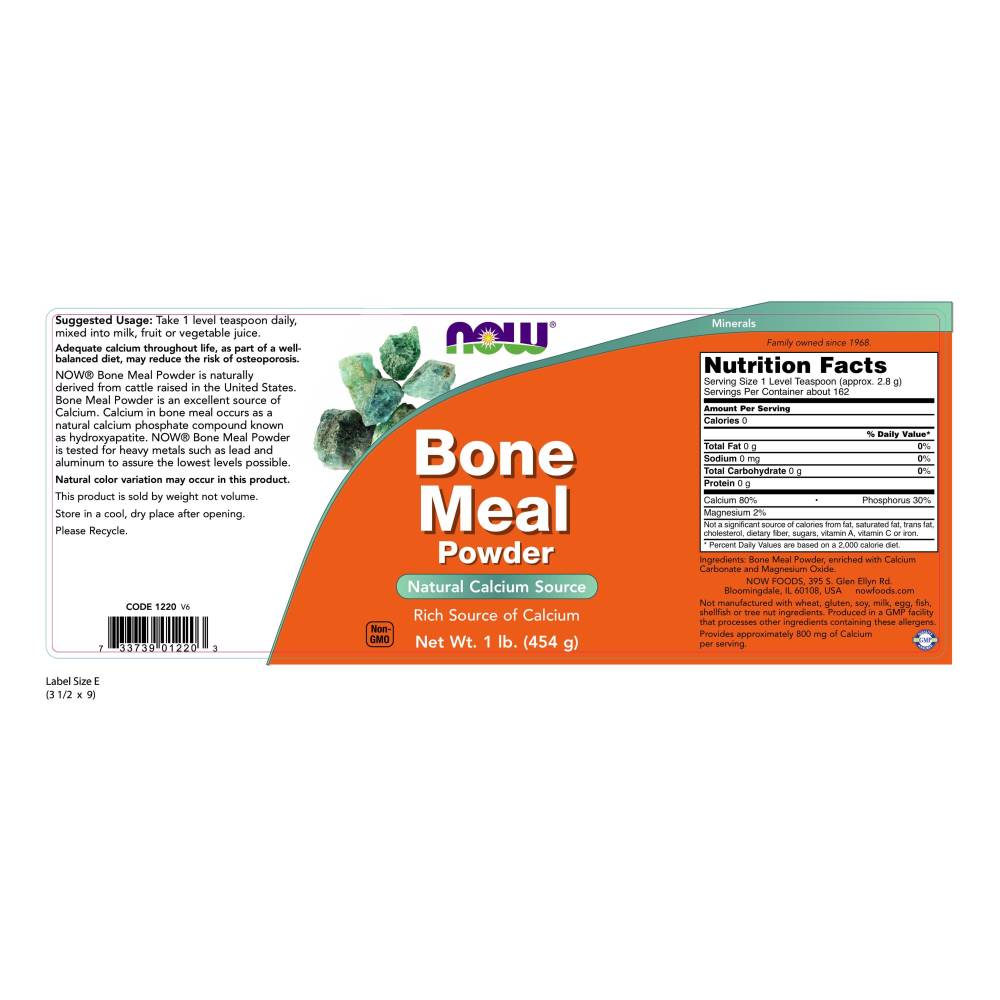 나우 Now, Bone Meal 파우더, 1 lb. (454 g)