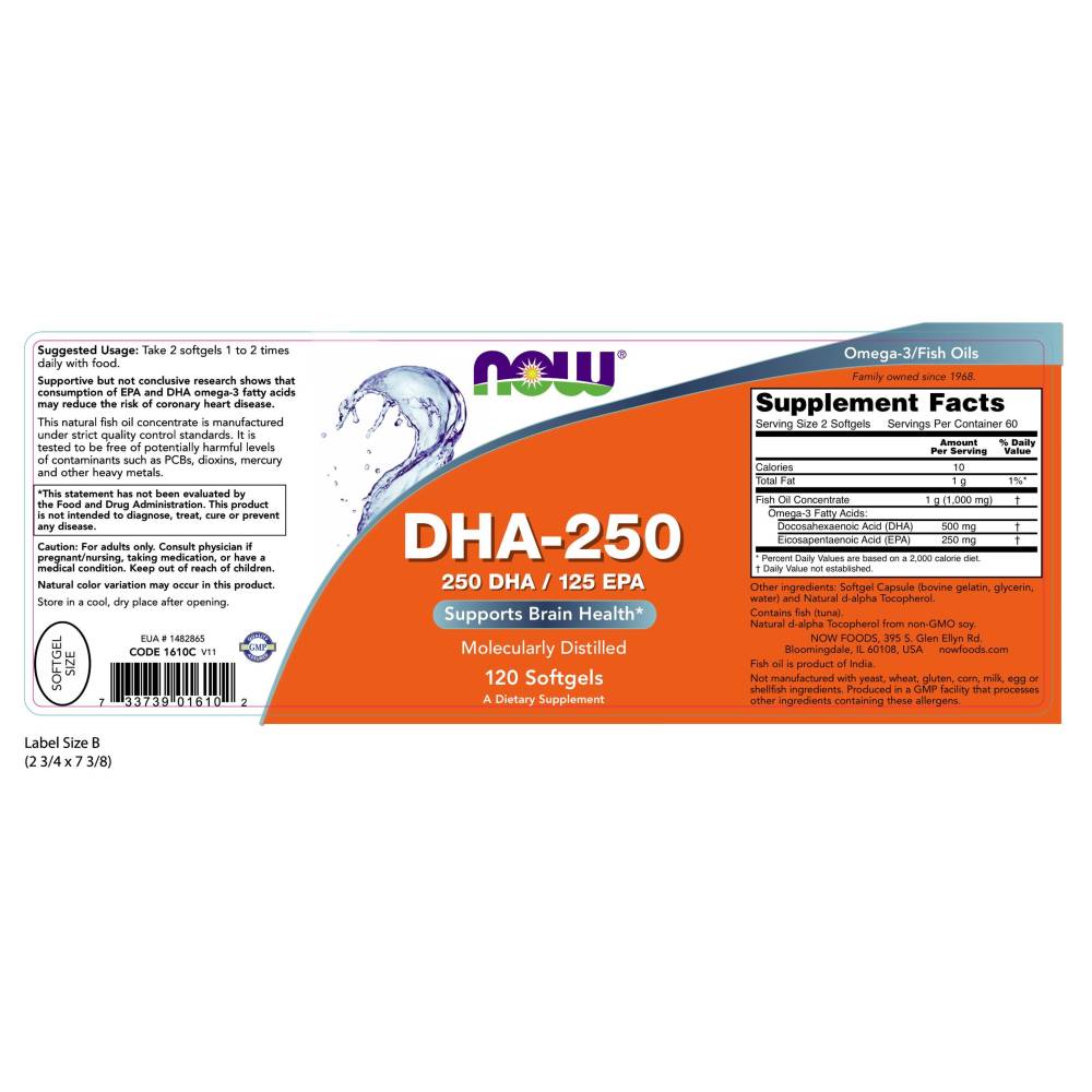  나우 Now, DHA-250 High Potency, 120 소프트젤