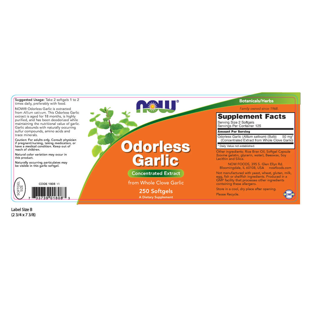 나우 Now, Odorless Garlic Concentrated Extract, 250 소프트젤