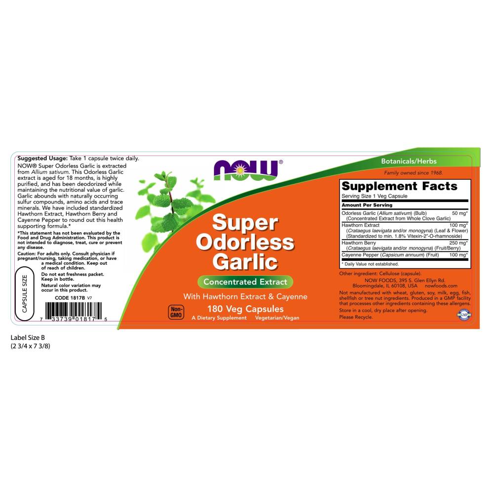  나우 Now, Super Odorless Garlic, 180 캡슐