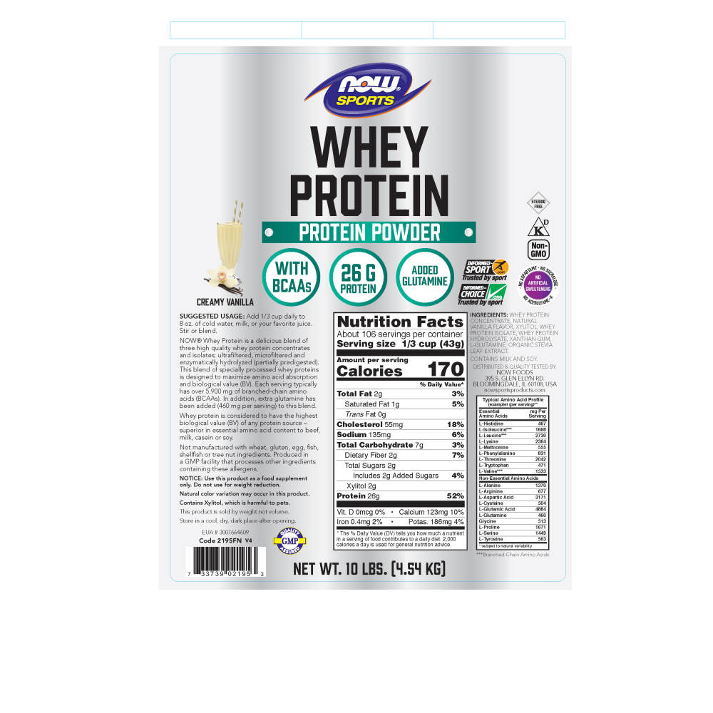  나우 Now, Whey Protein, Natural Vanilla, 10 lbs (4.54 kg)