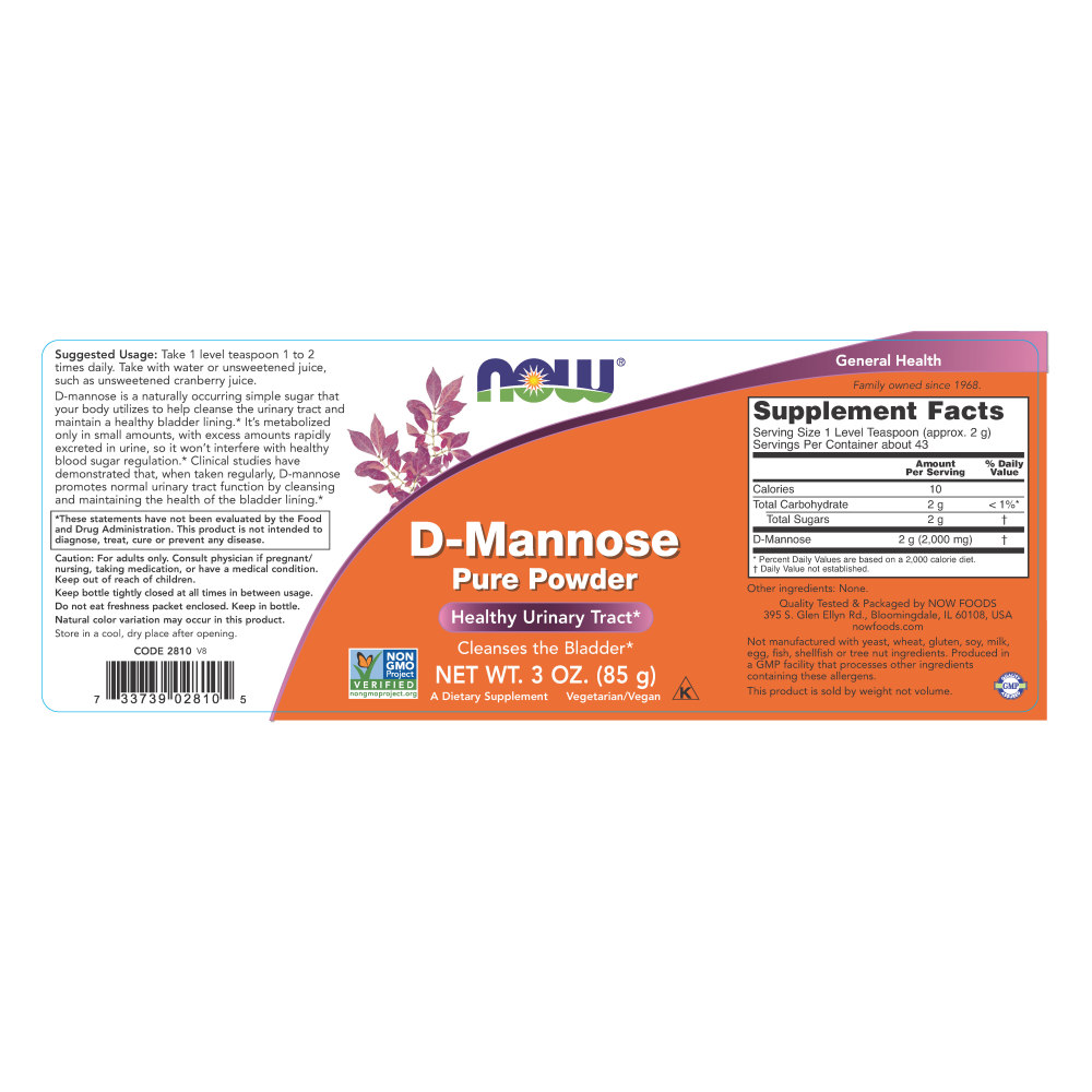  나우 Now, D-Mannose 파우더, 3 oz (85 g)