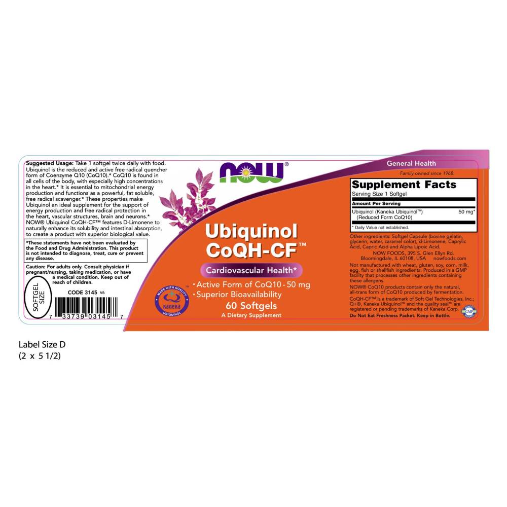  나우 Now, Ubiquinol CoQH-CF, 60 소프트젤