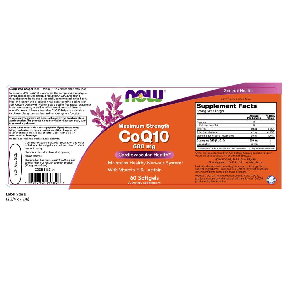 나우 Now, CoQ10 600 mg, 60 소프트젤