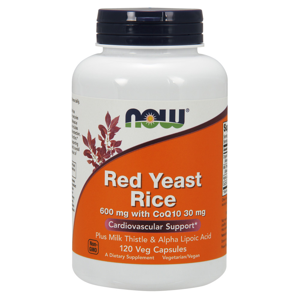  나우 Now, Red Yeast Rice 600 mg With CoQ10-30 mg, 120 식물성 캡슐