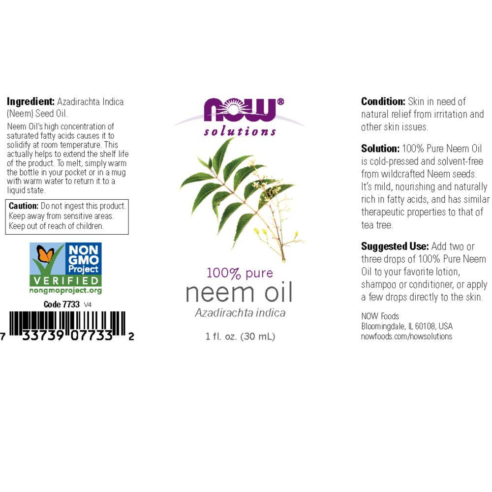  나우 Now, Neem Oil, 1 fl oz (30 ml)