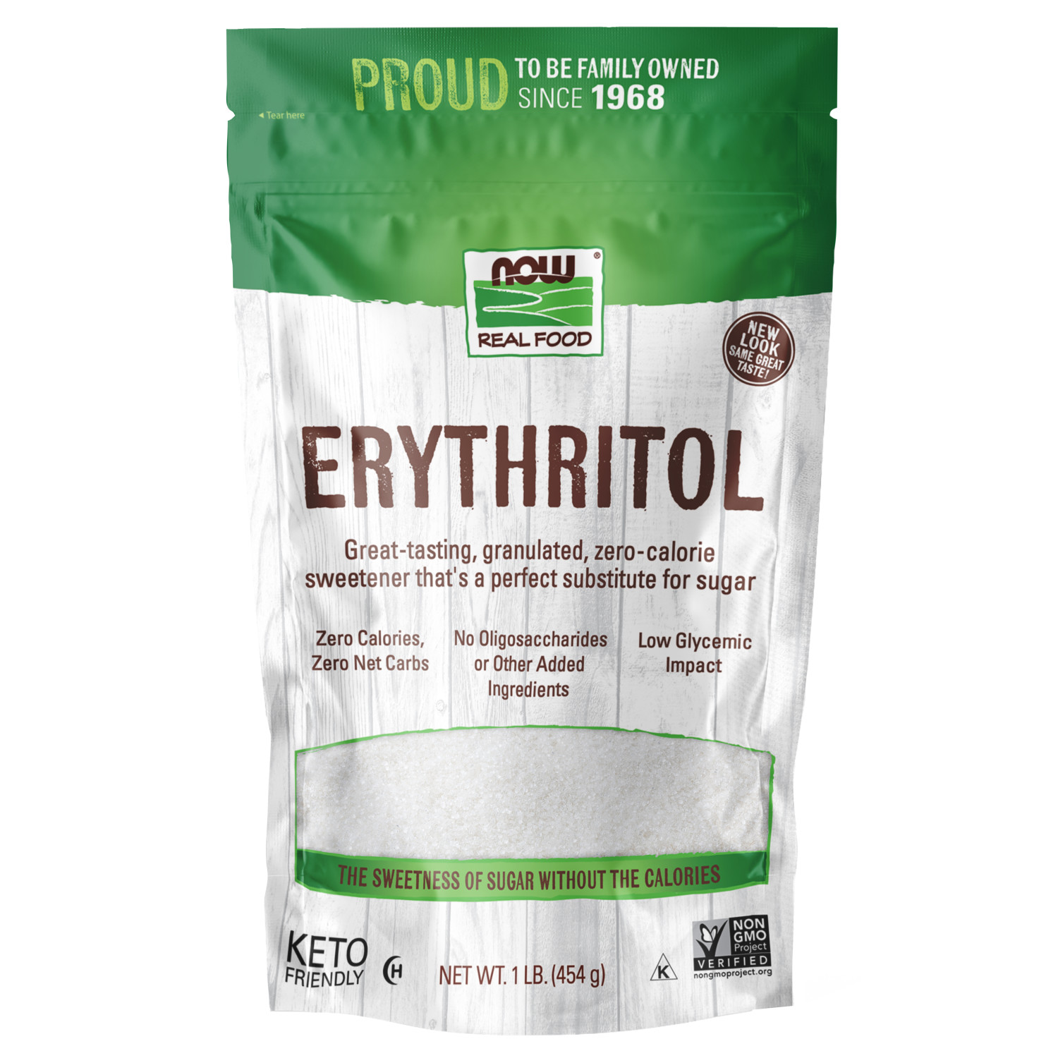 나우 Now, 제로 칼로리의 천연 스위트너 에리스리톨(Erythritol), 1 lb (454 g)