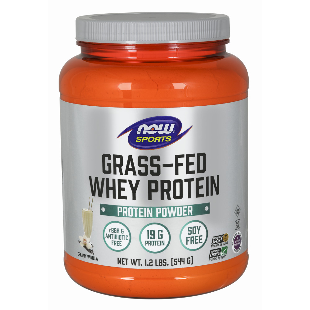나우 Now, Grass-Fed 웨이 프로틴, 크리미 바닐라 파우더, 1.2 lbs (540 g)