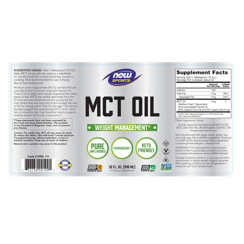 나우 Now, MCT Oil 액상, 32 fl oz (946 ml)