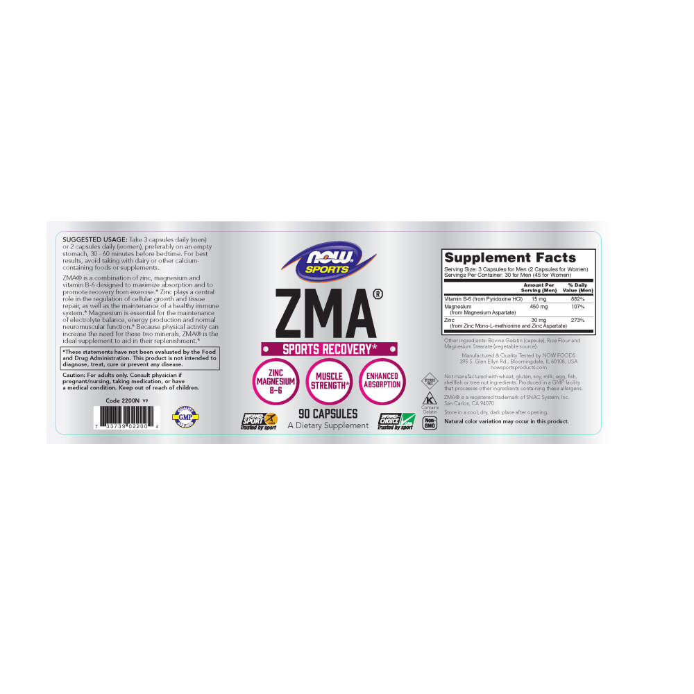 나우 Now, ZMA®, 90 캡슐